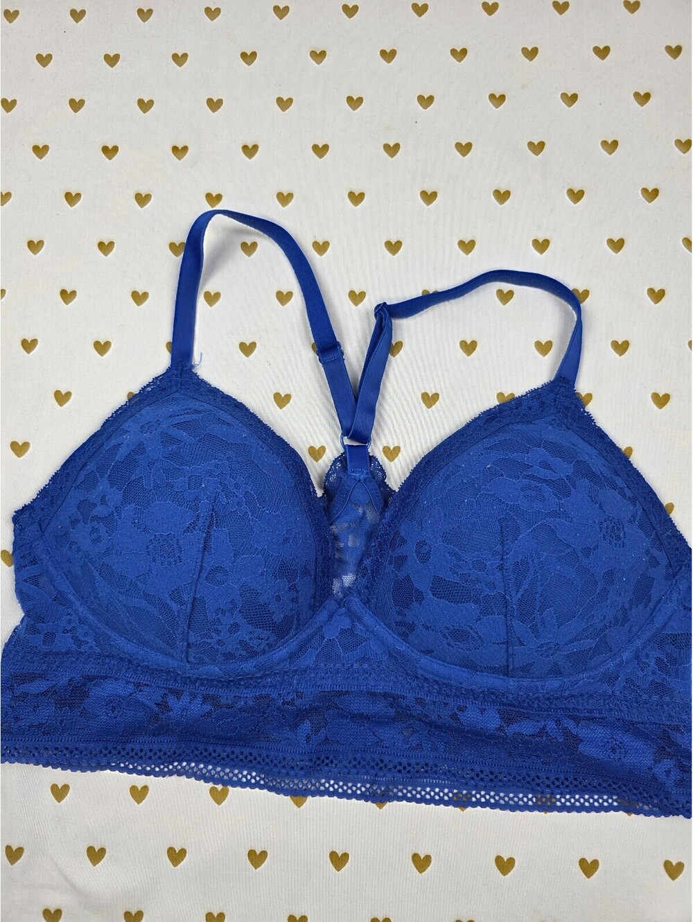 Victorias Secret Blue Lace Comfy Bralette Tank Top Stretchy Large
